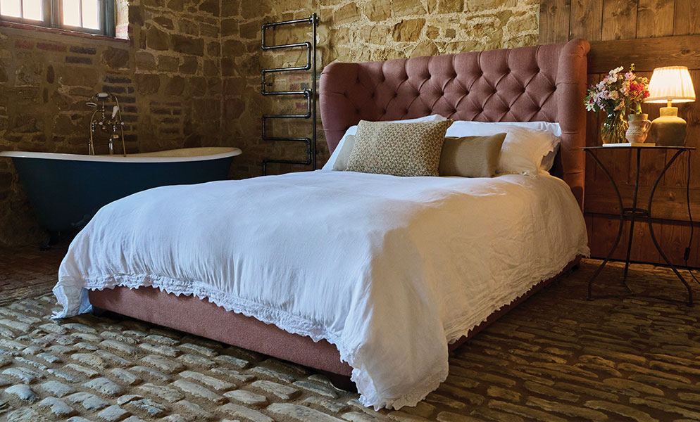 Rouen Low End Bed in Kirkby Romo Soho - Vintage Rose