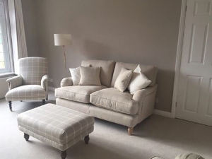 Customer Image: Alwinton 2 Seater Sofa in Linwood Lars Lace &  Footstool in Moon Hawes Natural