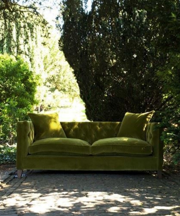 Haresfield Sofa in Moss Green Velvet