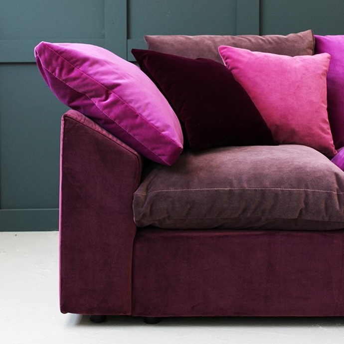 Purple and pink velvet sofa by sofas & stuff