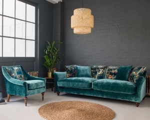 Photoshoot Images: Lyme Regis 4 Seater Sofa and Footstool Opium Velvet and Barcelona Velvet