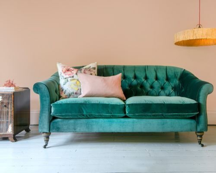 Photoshoot Images: Abbotsbury 3 seater in Linwood Omega Velvet Teal