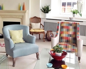 Customer Image: rassington Chair in House Plain Sky & Sennen Chair in Medina Watermelon & Linen