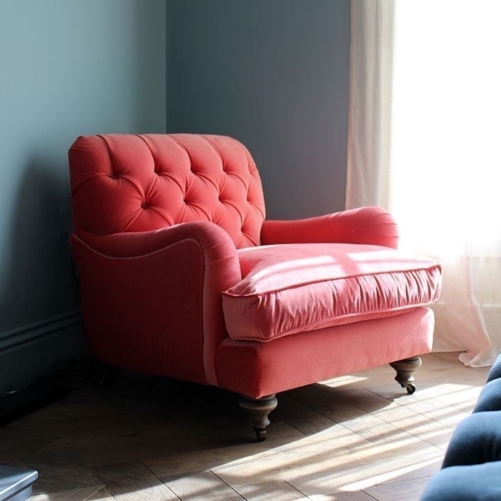 As Seen in Our Brochure: Chiddingfold Chair in Linwood Tango Velvet Flamingo