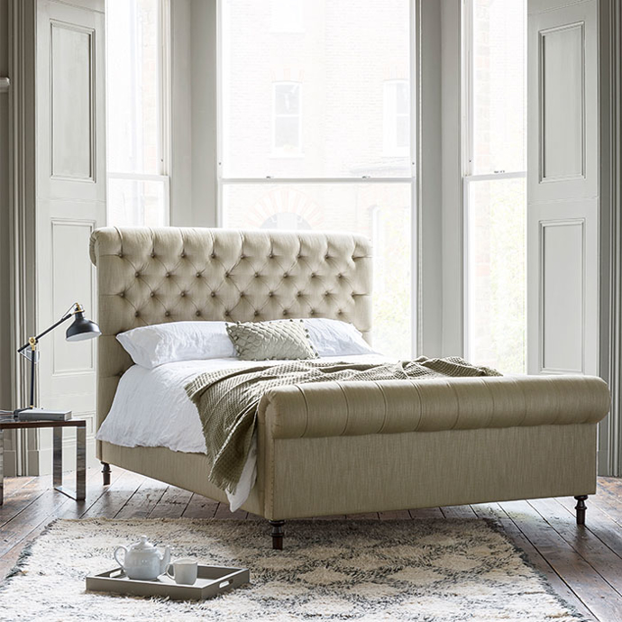 As Seen in Our Brochure January 2022: Pentlow King Bed in Art of the Loom Waterford Peridot