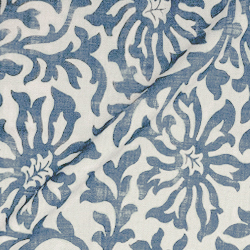 V&A Brompton Collection - Floral Scroll: Morning Blue