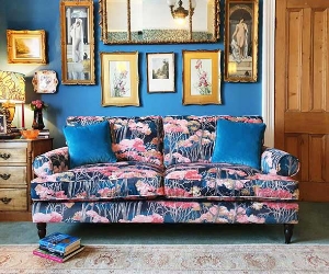 Customer Photos: Cooksbridge 3 Seater Sofa in Linwood Omega Velvet Prints Arboreal Scatters in Omega Velvet