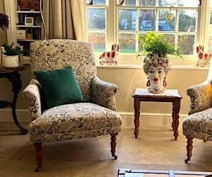Customer Photos: Snape Chair in RHS Collection Gertrude Jekyll LinenCotton Blend Green