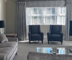 Customer Photos: Sennen Chairs in Wemyss Fiora Smoke with Contrasting Piping