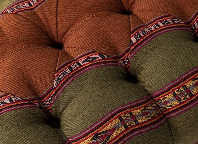 Pentlow Footstool in fabric 13 Patabamba Peruvian Collection opened