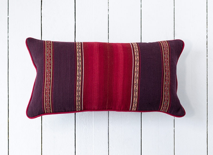 Bolster Cushion in Fabric 7 Patabamba Peruvian Collection opened