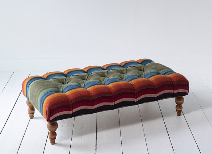 Pentlow Footstool in fabric 6 Chinchero Peruvian Collection opened