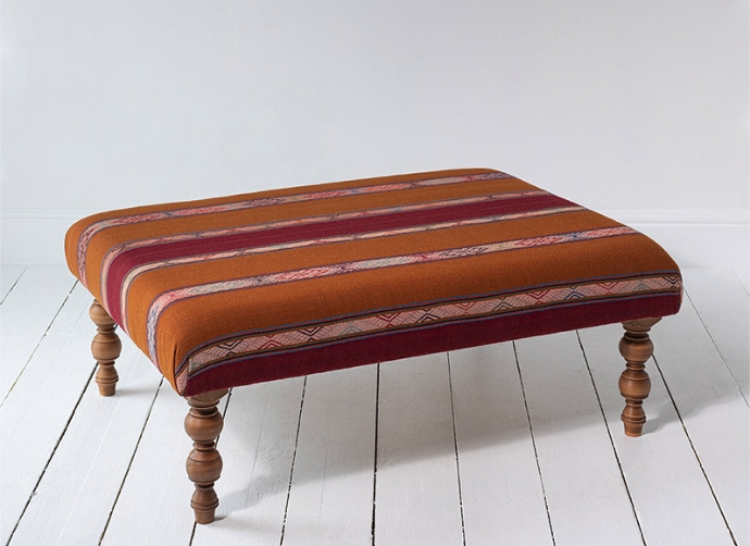 Porthallow Footstool A in Fabric 10 Chahuaytire Peruvian Collection opened