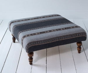 Clearance Walton-on-Thames: Porthallow Footstool in Peruvian Collection Fabric 10 Chahuaytire