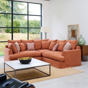 As Seen in Our Brochure 2024: Slingsby Corner Sofa in Warwick Oxford Terracotta
