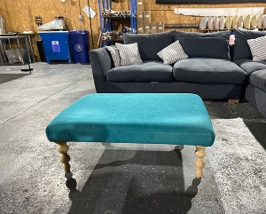 Clearance West Sussex: Porthallow Footstool in Covertex Cantere Teal