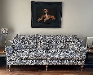 Customer Photos: Brunel 4 Seater Sofa in V&A Floral Scroll Midnight Blue