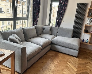 Customer Photos: Wadenhoe Corner Sofa in Manolo Velvet Grey