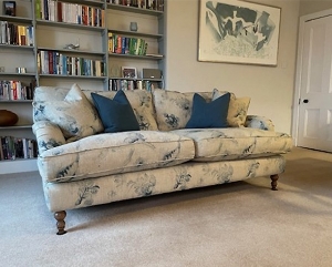Alwinton 3 Seater Sofa in Floral Linen Lela Mystery Indigo
