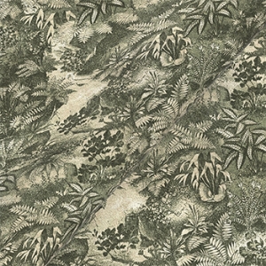 Exclusive Fabric RHS Botanicals on Velvet - Ferns Toile: Forest