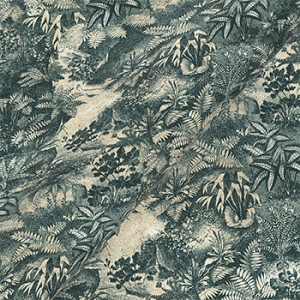 Exclusive Fabric RHS Botanicals on Velvet - Ferns Toile: Emerald
