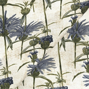 Exclusive Fabric RHS Botanicals on Velvet - Henry Moon Lion's Tail: Cornflower