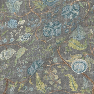 Exclusive Fabric V&A Threads of India on Linen - Tree of Life: Slate