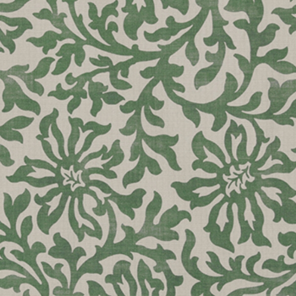 Spill Resistant V&A Floral Scroll: Basil