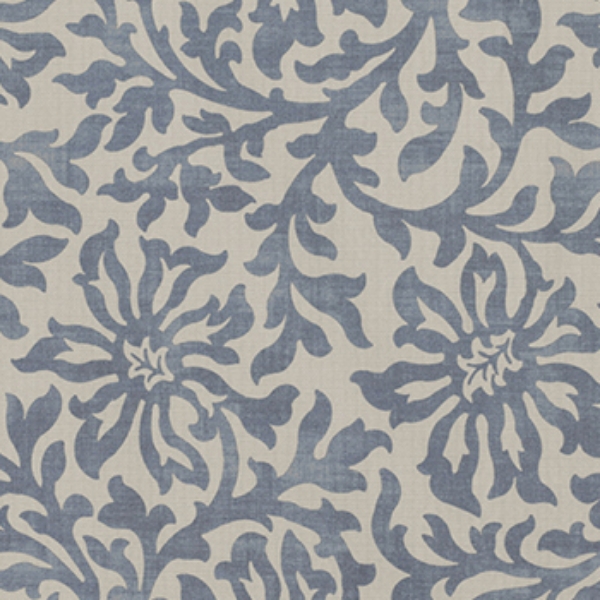Spill Resistant V&A Floral Scroll: Morning Blue