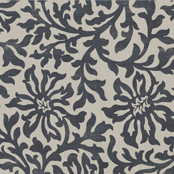 Spill Resistant V&A Floral Scroll: Midnight Blue