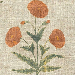 V&A Threads of India on Linen - Regal Poppy: Marigold