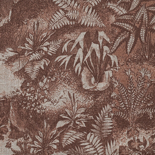 Spill Resistant RHS Ferns Toile: Burnt Umber