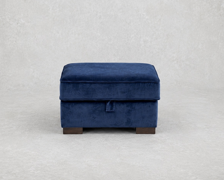 Outlet Manchester: Wadenhoe storage footstool in Linwood Omega Velvet Atlantis