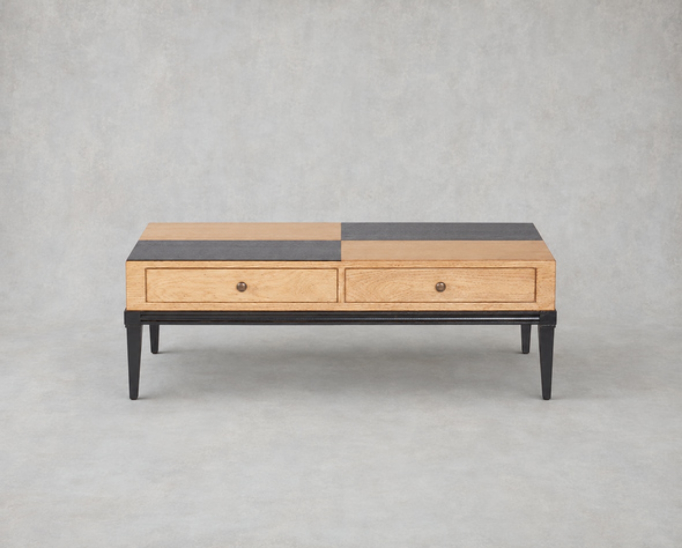 Outlet: Gisburn rectangular chequerboard coffee table in Oak