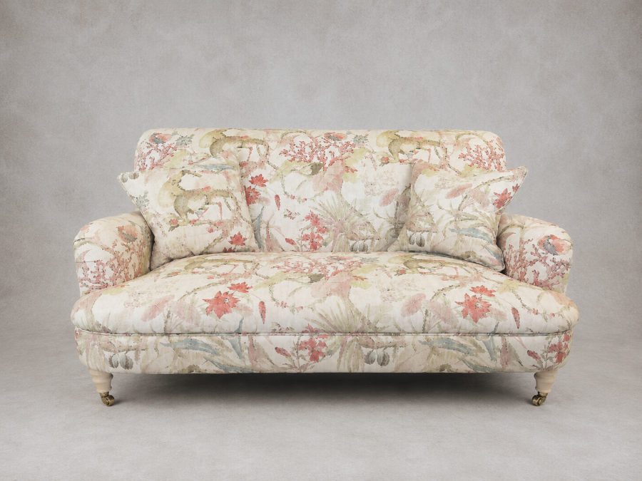 Outlet Manchester: Holmfirth 2 seater sofa in Floral Linen Lily Pad Vermillion