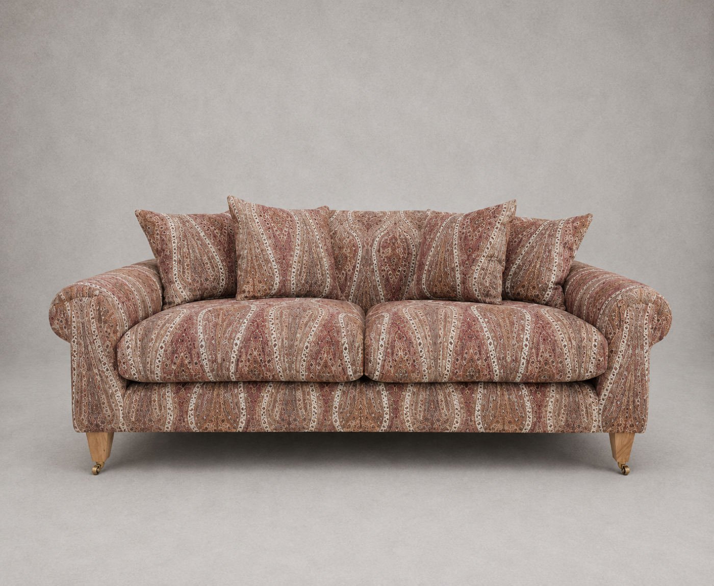 Outlet Manchester: Walberswick 3 seater sofa in V&A Threads of India On linen Paisley Splendour Sandstone