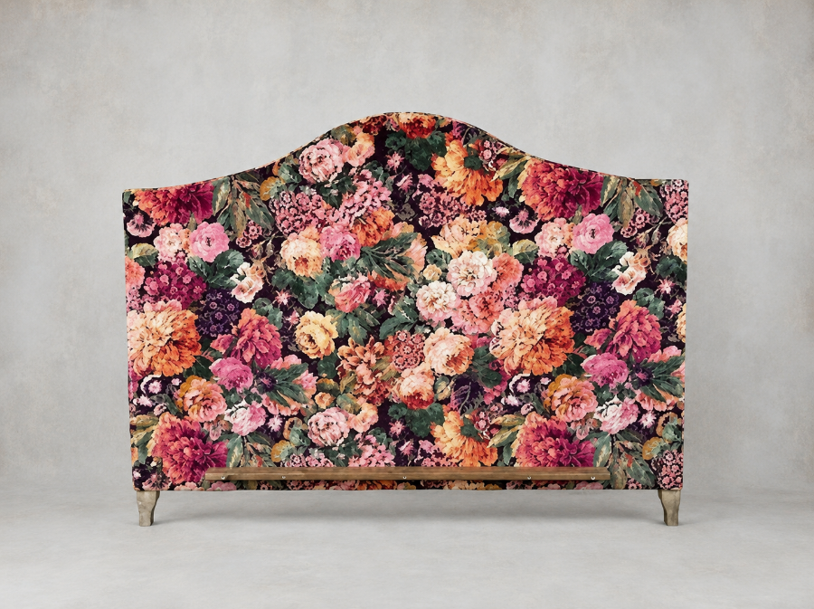Outlet West Sussex: Bermondsey Super King Headboard in Sanderson One Sixty Very Rose & Peony Velvet Wild Plum