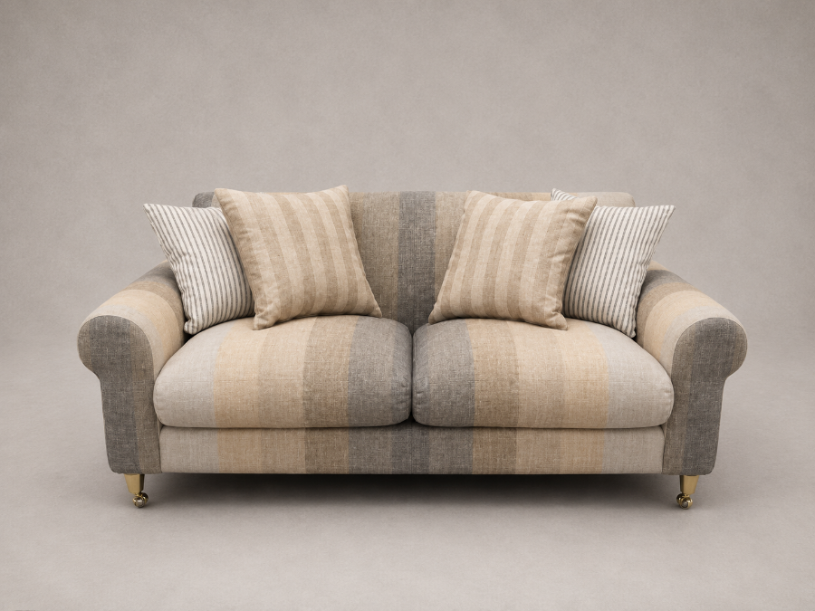 Outlet West Sussex: Walberswick 2.5 Seater sofa in Strata Stripe Masonry with contrasting scatters