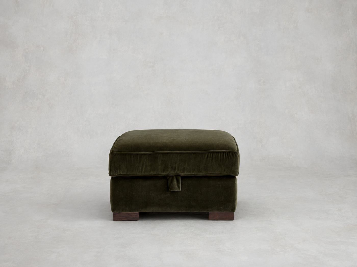 Outlet Manchester: Wadenhoe storage footstool in Linwood Omega Velvet Seaweed