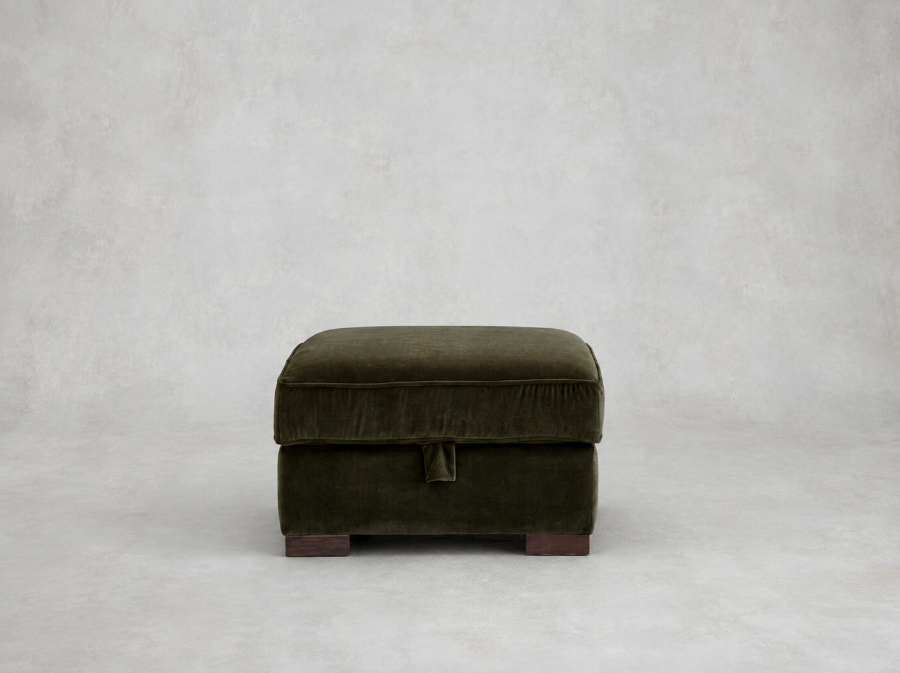Outlet Manchester: Wadenhoe storage footstool in Linwood Omega Velvet Seaweed