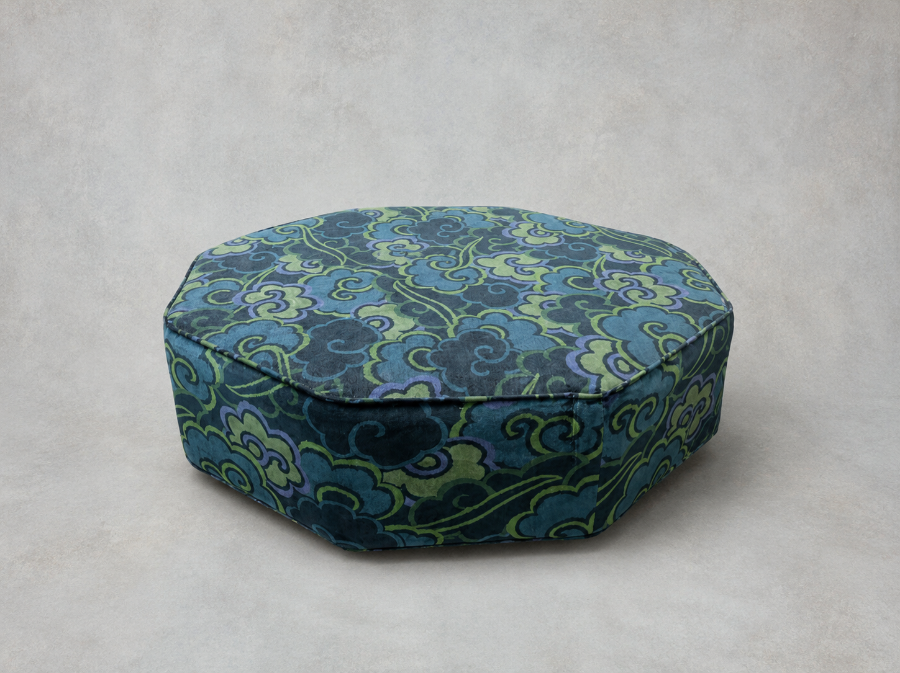 Outlet West Sussex: Threepenny Bit Footstool in Linwood Velvet Wonderland