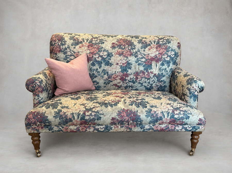 Outlet Edinburgh: Midhurst 2 seater sofa in Floral linen Sylvan Ink Magenta