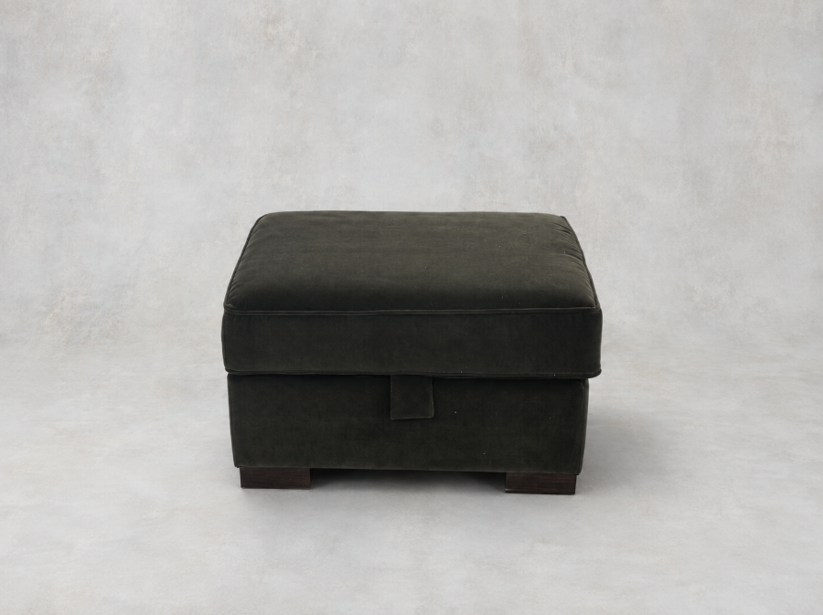 Outlet Edinburgh: Wadenhoe storage footstool in Linwood Omega Velvet Seaweed