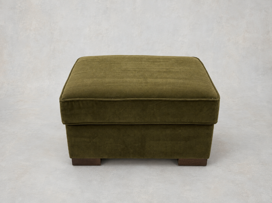 Outlet West Sussex: Wadenhoe storage footstool in Linwood Omega Velvet Seaweed