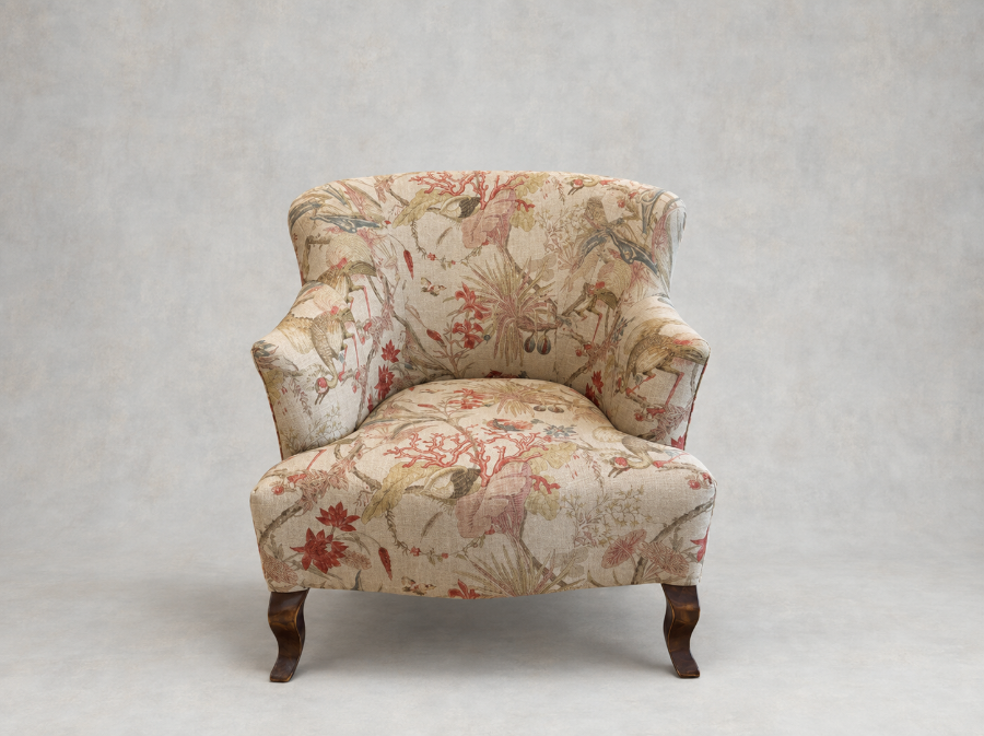 Outlet Salisbury: Grassington chair in Floral Linen Lily pad Vermillion