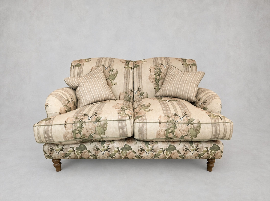 Outlet Manchester: Kentwell 2 seater sofa in Etta's Bouquet Alba Truffle and Etta's Bouquet All Over Alba Truffle