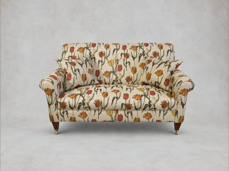 Outlet Tunbridge Wells: Petworth 2 seater sofa in RHS Botanicals Pieter van Kouwenhoorn Tulips Natural