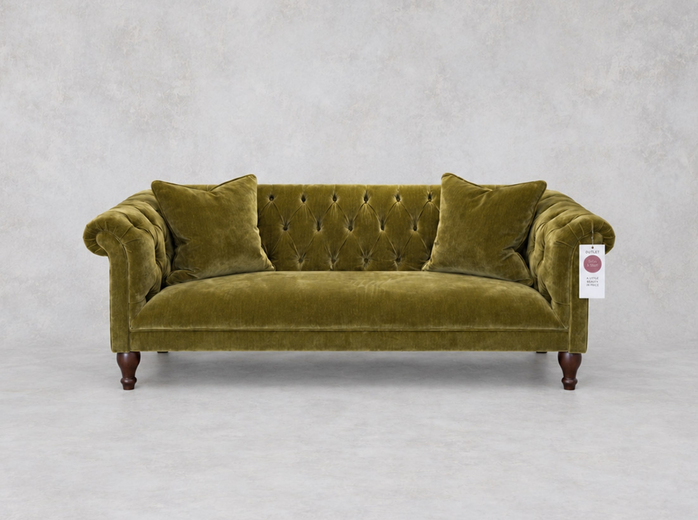 Outlet Knutsford: Arncliffe 3 seater sofa in J Brown Vintage Velvet Olive