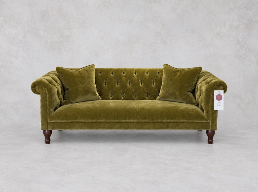 Outlet Knutsford: Arncliffe 3 seater sofa in J Brown Vintage Velvet Olive