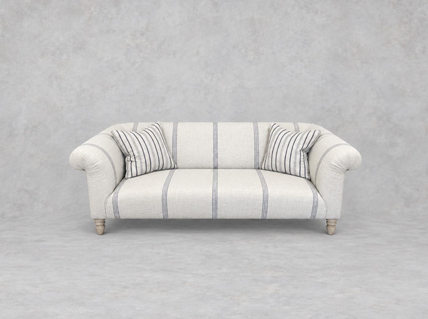 Outlet Tunbridge Wells: Exbury 3 seater sofa in Woven Linen Stripe Baldersby Blue